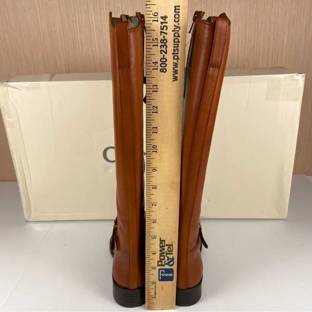 NIB ON 34th Firesel Cognac Leather Riding Boots Size 5